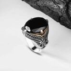 925 Sterling Silver Black Onyx Stone Ring (7.5)