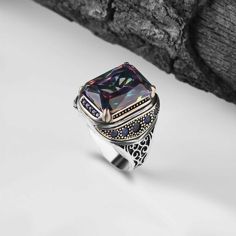 925 Sterling Silver Mystic Topaz Stone Ring V2 (6.5)