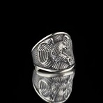 925 Sterling Silver Eagle Engraved Ring (9.5)