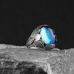 925 Sterling Silver Aquamarine Gemstone Ring (8.5)