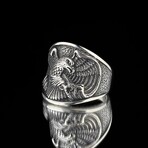 925 Sterling Silver Eagle Engraved Ring (10.5)