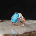 Rhodium + Rose Gold Plated 925 Sterling Silver Turquoise Stone Ring (8)