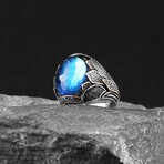 925 Sterling Silver Aquamarine Gemstone Ring (7.5)