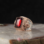 Rhodium + Rose Gold Plated 925 Sterling Silver Garnet Stone Ring (9)