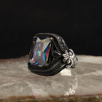 925 Sterling Silver Mystic Topaz Stone Ring V1 (8.5)