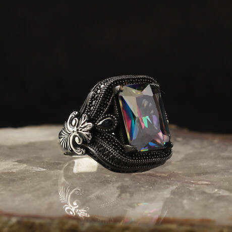 925 Sterling Silver Mystic Topaz Stone Ring V1 (6.5)