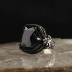 925 Sterling Silver Black Zircon Stone Ring (9)