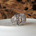 925 Sterling Silver White Zircon Stone Ring (7.5)