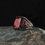 925 Sterling Silver Garnet Stone Ring V2 (9.5)