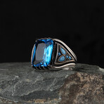 925 Sterling Silver Blue Topaz Stone Ring (10.5)