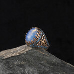 925 Sterling Silver Genuine Moonstone with Turquoise Side Stones Ring (8)