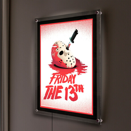 Friday the 13th (Vintage Bloody Mask) // MightyPrint™ Wall Art // Backlit LED Frame