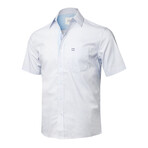 ZinoVizo // Ambazak Modern Slim Fit Button Up Shirts // White + Blue (L)