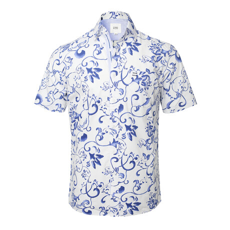 ZinoVizo // Eauze Modern Slim Fit Button Up Shirts // White + Blue (L)