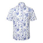 ZinoVizo // Eauze Modern Slim Fit Button Up Shirts // White + Blue (2XL)