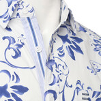 ZinoVizo // Eauze Modern Slim Fit Button Up Shirts // White + Blue (2XL)