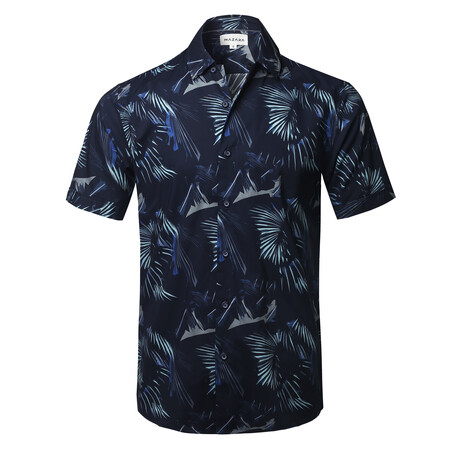 Mazara // Savona Modern Slim Fit Button Up Shirts // Navy (XL)