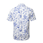 ZinoVizo // Eauze Modern Slim Fit Button Up Shirts // White + Blue (2XL)