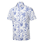 ZinoVizo // Eauze Modern Slim Fit Button Up Shirts // White + Blue (2XL)