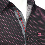 ZinoVizo // Elizondo Modern Slim Fit Button Up Shirts // Black + Rose (M)