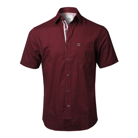 ZinoVizo // Charre Modern Slim Fit Button Up Shirts // Burgundy + White (XL)