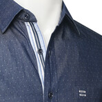 ZinoVizo // Bourges Modern Slim Fit Button Up Shirts // Denim Blue (XL)