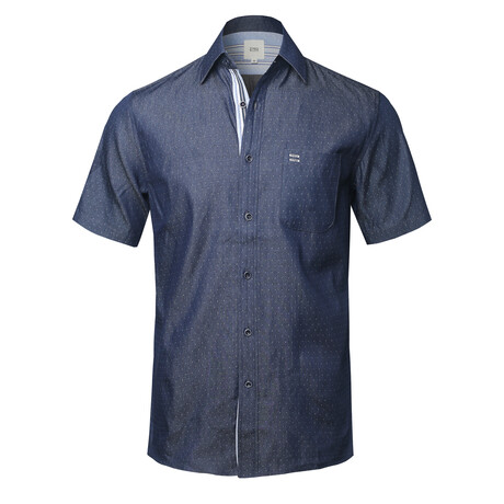 ZinoVizo // Bourges Modern Slim Fit Button Up Shirts // Denim Blue (S)