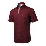 ZinoVizo // Charre Modern Slim Fit Button Up Shirts // Burgundy + White (M)