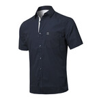 ZinoVizo // Sames Modern Slim Fit Button Up Shirts // Navy + White (M)