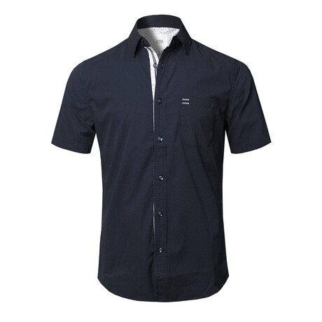 ZinoVizo // Sames Modern Slim Fit Button Up Shirts // Navy + White (S)