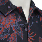 Mazara // Cantabria Modern Slim Fit Button Up Shirts // Navy + Red (S)