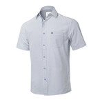 ZinoVizo // Melle Modern Slim Fit Button Up Shirts // Navy + White (L)