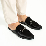 Suede + Leather Horse Bit Buckle Men's Mule // Black (Euro: 45)