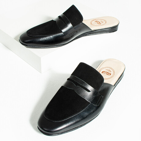 Suede + Leather Men's Mule // Black (Euro: 40)