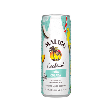 Malibu Rum Cocktails // 8 Cans // 355 ml Each (Peach Rum Punch)