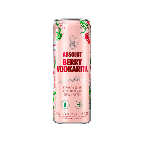 Absolut Vodka Cocktails // 8 Cans // 355 ml Each (Berry Vodkarita)