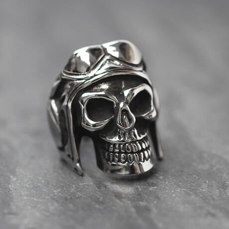 Aviator Skull Antiqued Finish Stainless Steel Ring (8)
