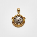 Philip III of Macedon // Ancient Silver Coin in Gold Plated Pendant