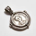 Roman Emperor Geta, 198-209 AD // Silver Coin Pendant