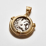 Philip III of Macedon // Ancient Silver Coin in Gold Plated Pendant