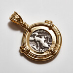 Philip III of Macedon // Ancient Silver Coin in Gold Plated Pendant