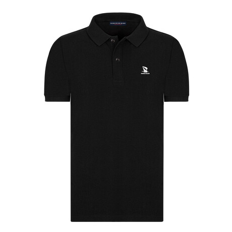 Solid Short Sleeve Polo Shirt // Black (S)