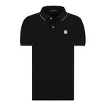 Striped Collar Short Sleeve Polo Shirt // Black (S)