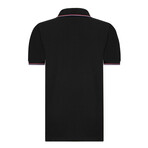 Striped Collar Short Sleeve Polo Shirt // Black (S)