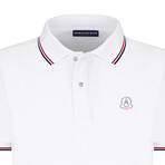 Striped Collar Short Sleeve Polo Shirt // White (S)