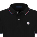 Striped Collar Short Sleeve Polo Shirt // Black (S)