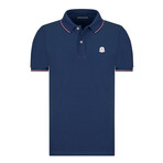 Striped Collar Short Sleeve Polo Shirt // Navy (M)