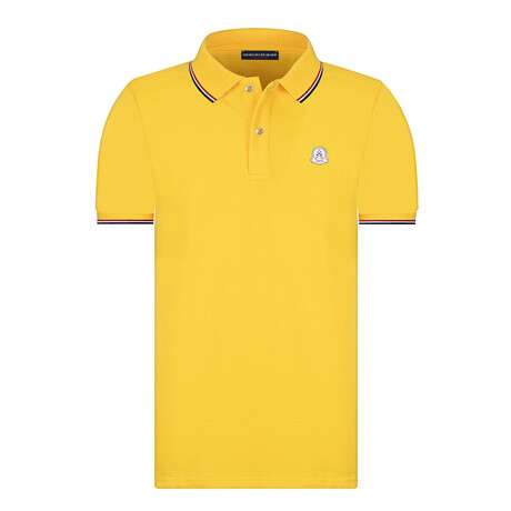 Striped Collar Short Sleeve Polo Shirt // Yellow (S)