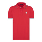 Striped Collar Short Sleeve Polo Shirt // Red (2XL)