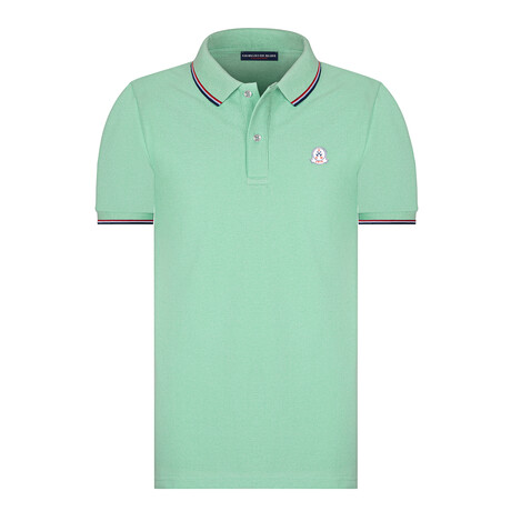 Striped Collar Short Sleeve Polo Shirt // Mint (S)